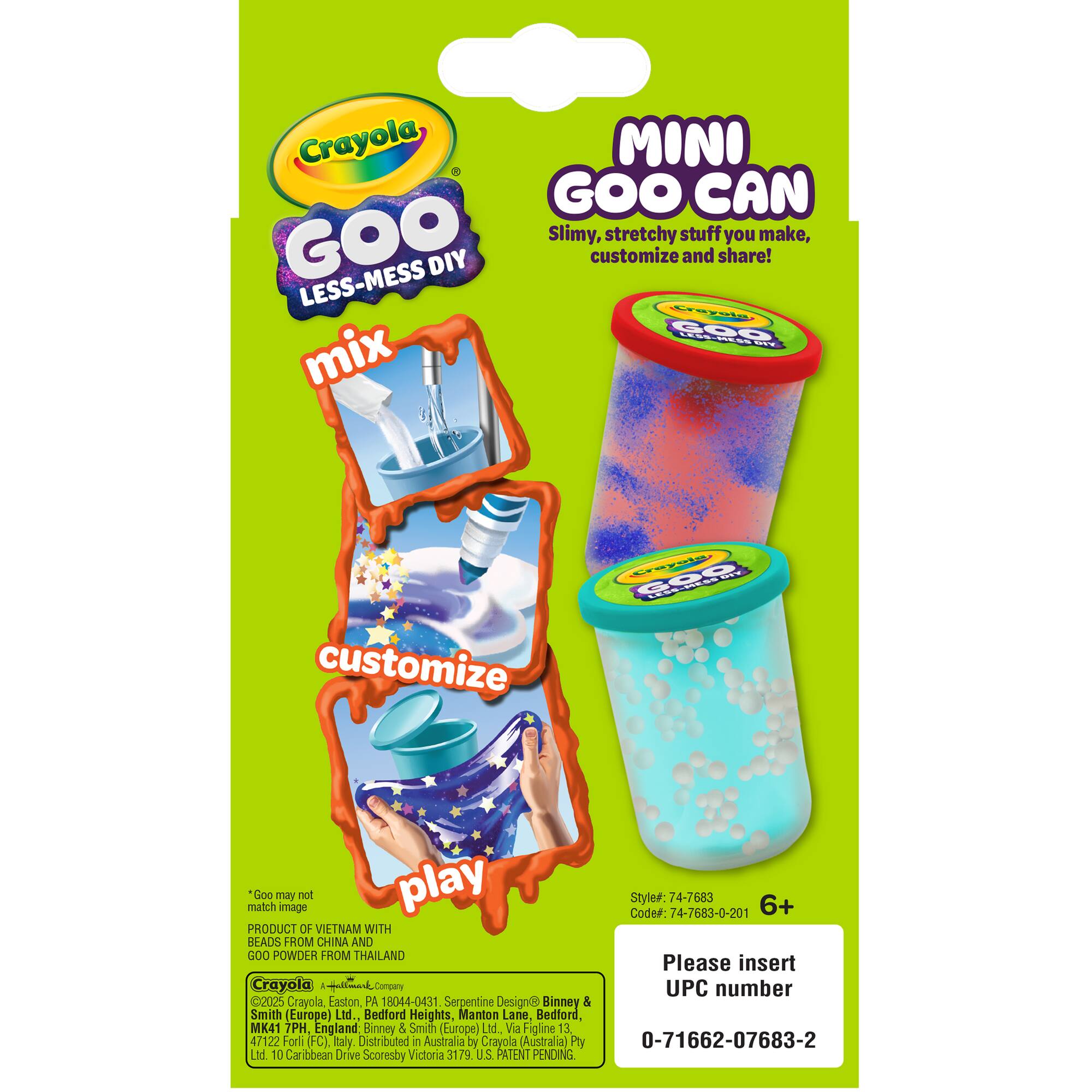 Crayola® Mini Goo Can with Silver Star Mix'ins Slime Making Kit